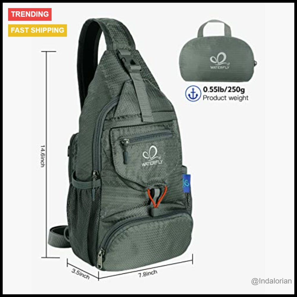 Packable Sling Backpack Daypack Adjustable Water-… - image 3